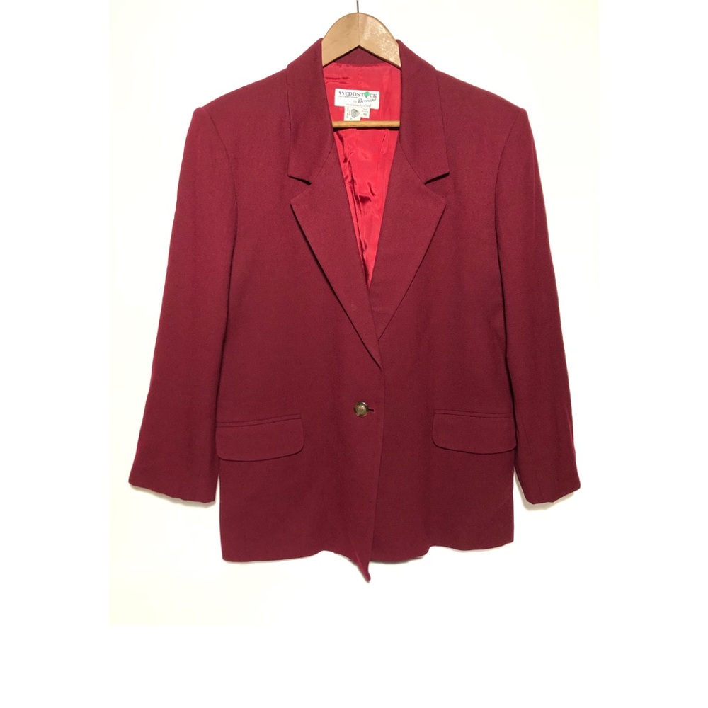 Vintage Woodstock 1960s Cranberry Wool Blazer